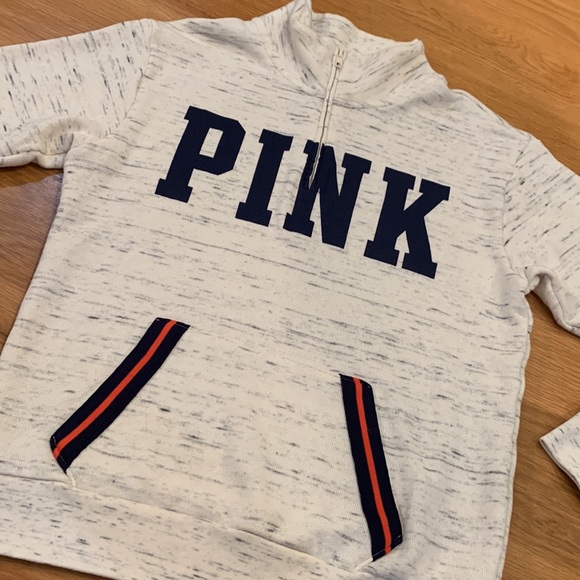 Victoria's Secret Size XS~Pink~ Womens Ivory Heather 1/4 Zip Pullover Sweatshirt - Picture 2 of 16